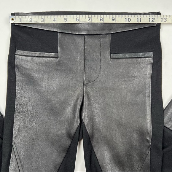 OWO Helmut Lang - Black Lambskin Leather & Cotton Combo Pull on Leggings, Size 2 - Picture 9 of 16
